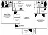 Saguaro Villas 2 bedroom 2 bathroom apartments for rent floor plan Tucson, AZ